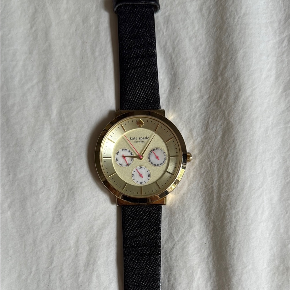 Kate Spade Gold Dial Watch with Reversible Black/Brown Strap